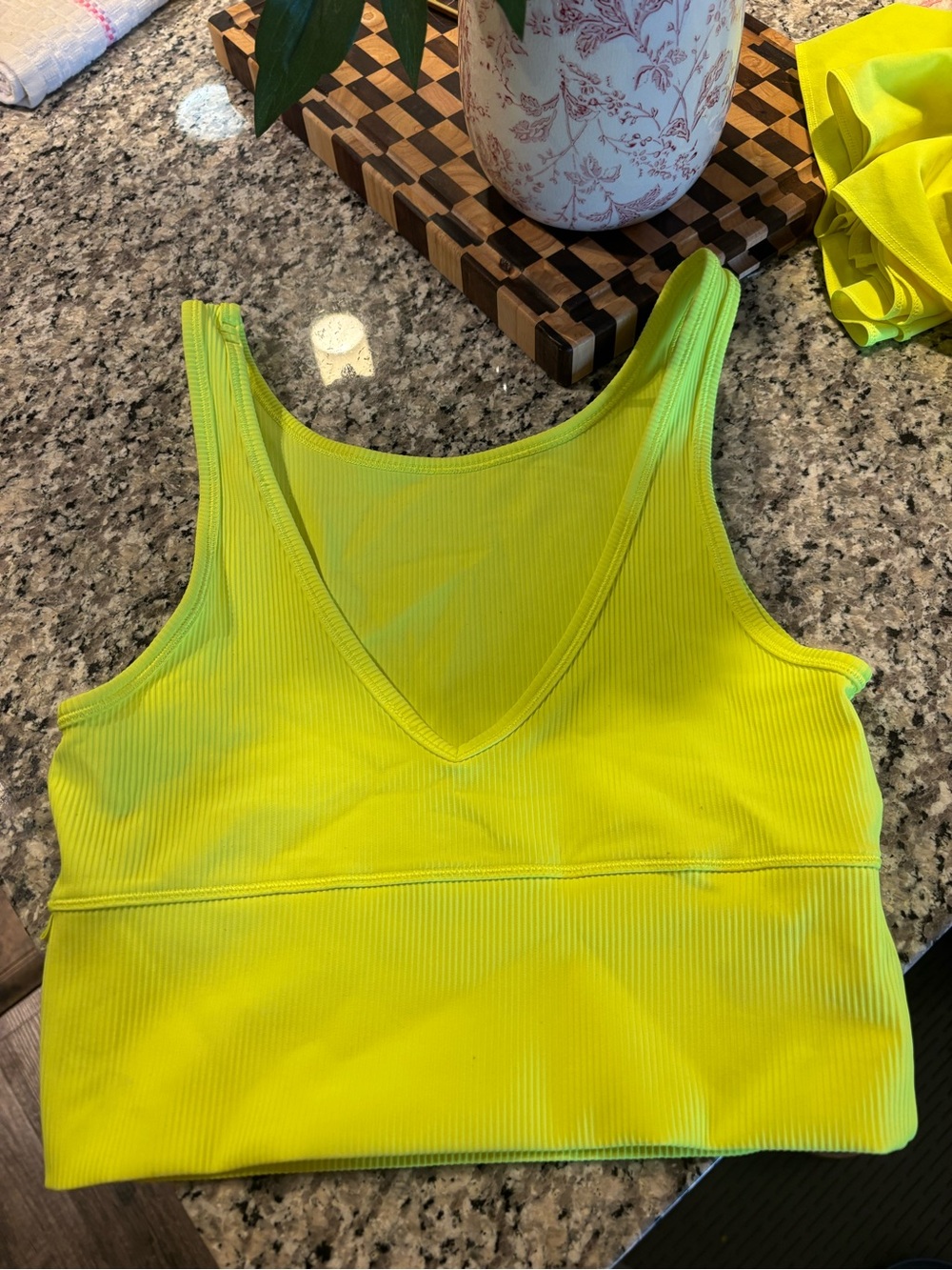 lululemon athletica Electric Lemon Ribbed V-Neck Tank Top- Size S/M